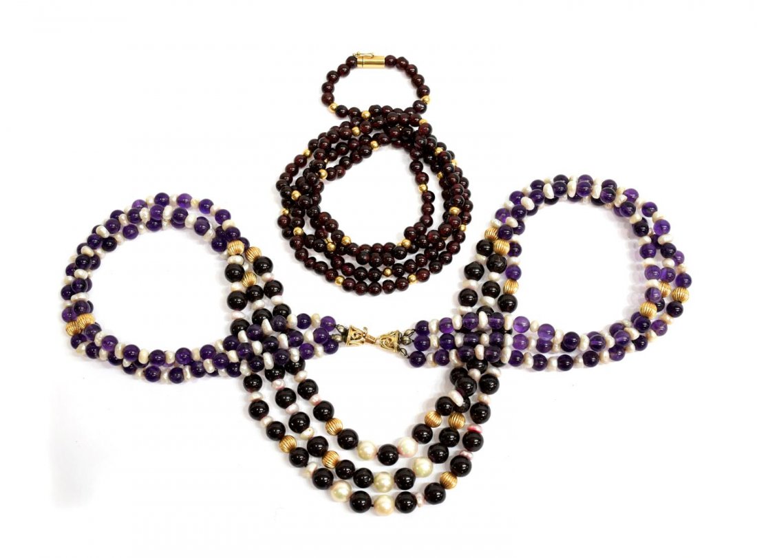 (2) LADIES ESTATE 14KT PEARL & GEMSTONE NECKLACES (1 of 6)