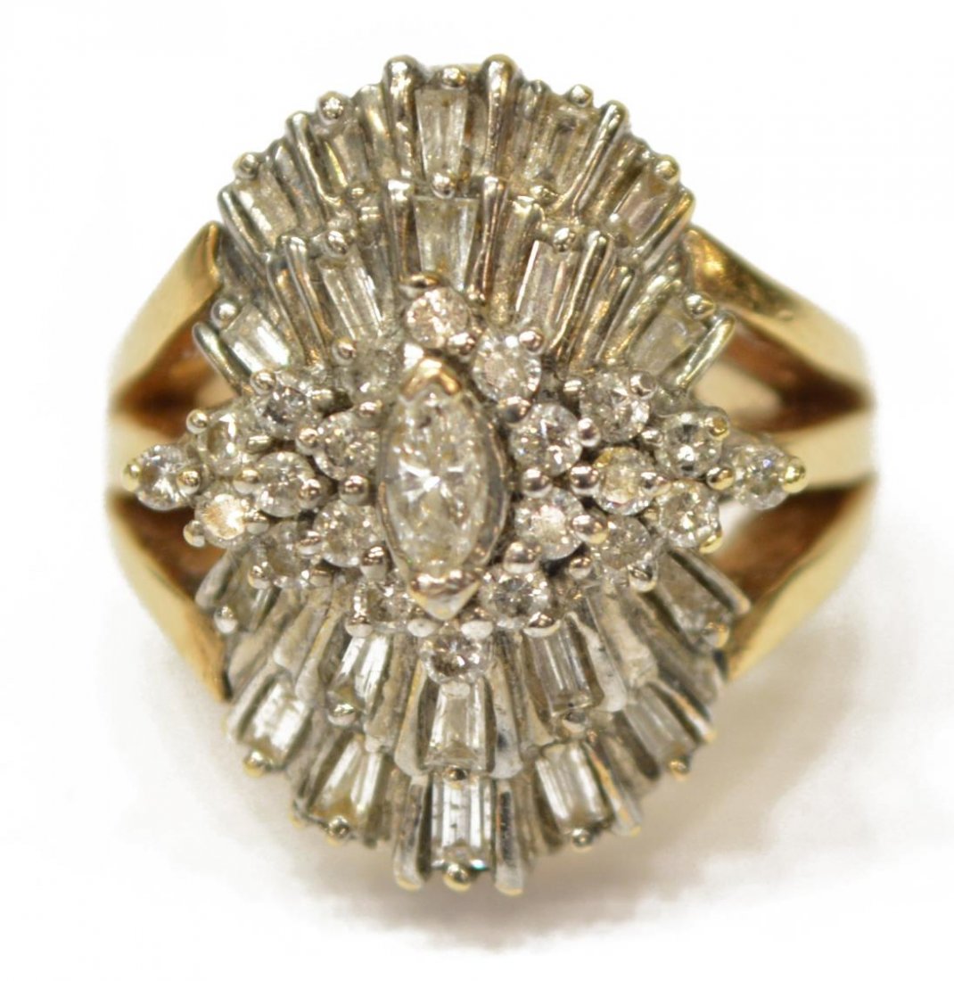 LADIES ESTATE 14KT DIAMOND CLUSTER COCKTAIL RING (1 of 3)
