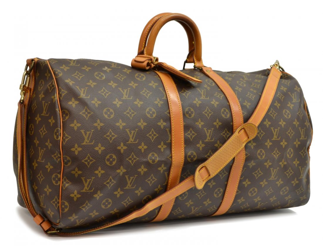 LOUIS VUITTON 'KEEPALL 55' MONOGRAM DUFFLE W/STRAP (1 of 5)