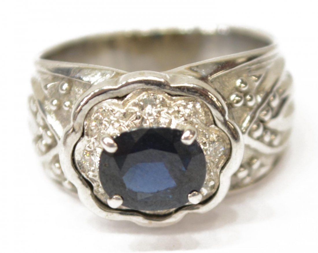 LADIES ESTATE 14KT GOLD DIAMOND & SAPPHIRE RING (1 of 3)