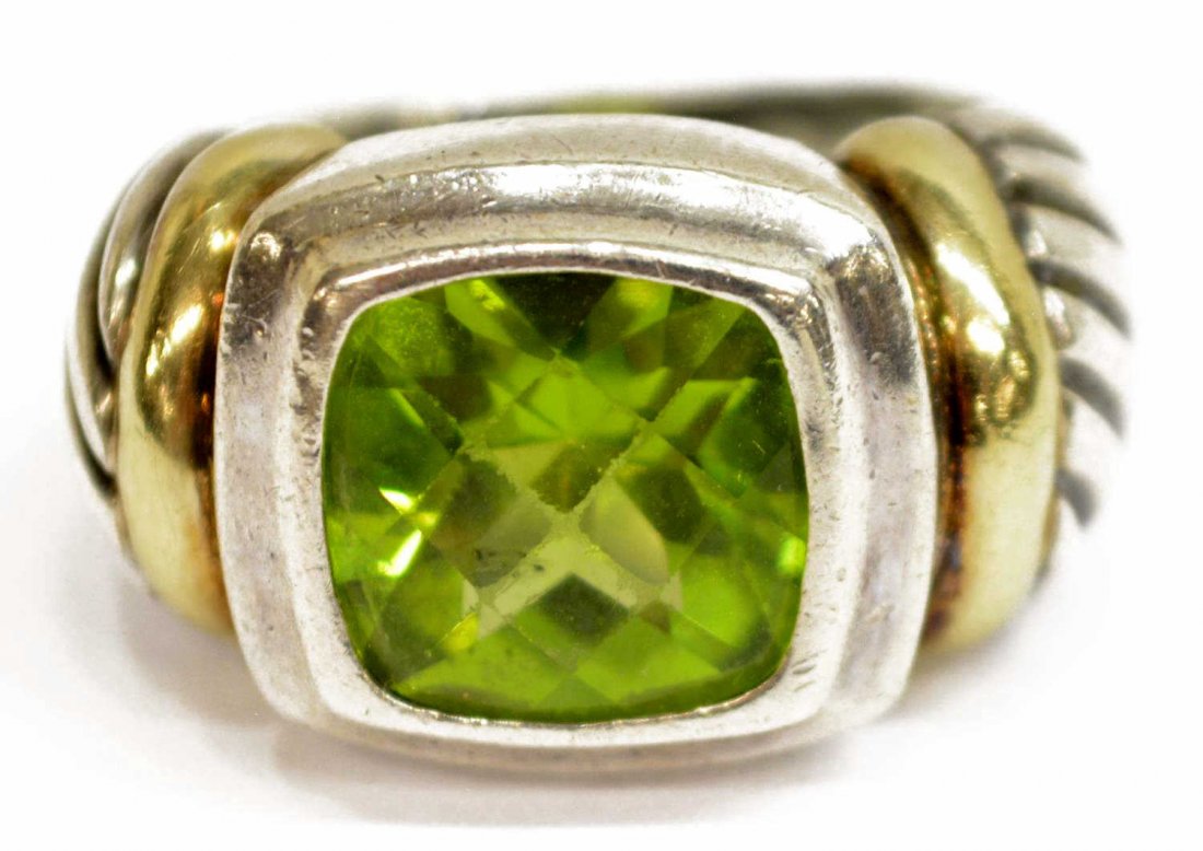 ESTATE DAVID YURMAN 14KT, STERLING & PERIDOT RING (1 of 3)