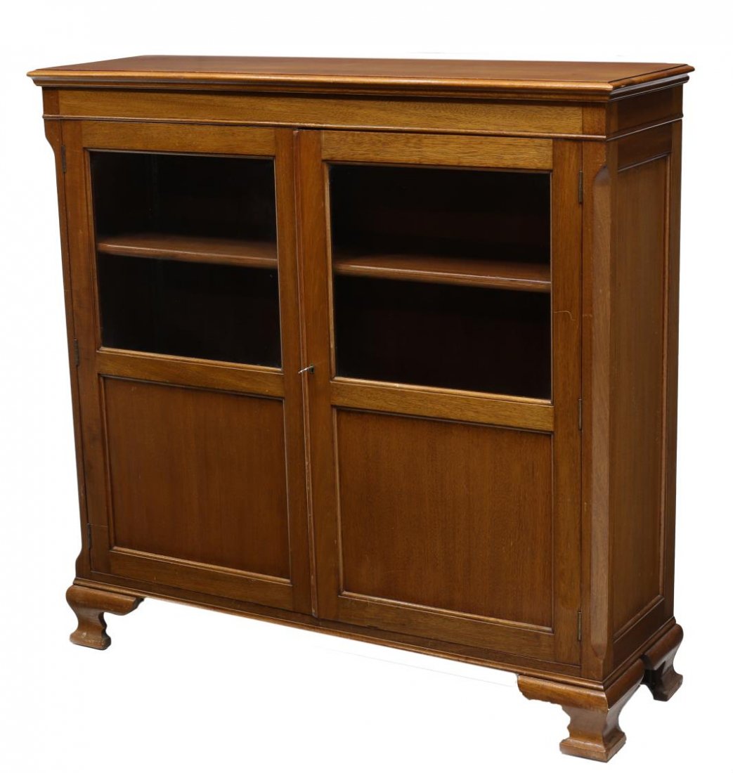 ENGLISH MAHOGANY GLAZED 2-DOOR BOOKCASE (1 of 2)