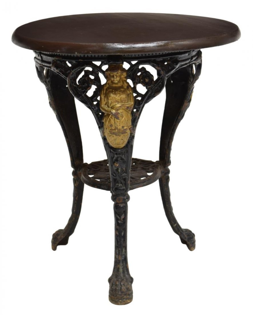 ENGLISH VICTORIAN CIRCULAR IRON PUB TABLE, 1890 (1 of 3)