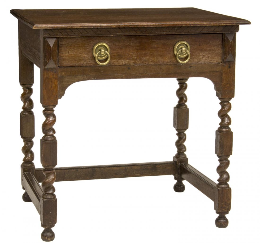 ENGLISH CARVED OAK OCCASIONAL SIDE TABLE, C. 1830 (1 of 3)