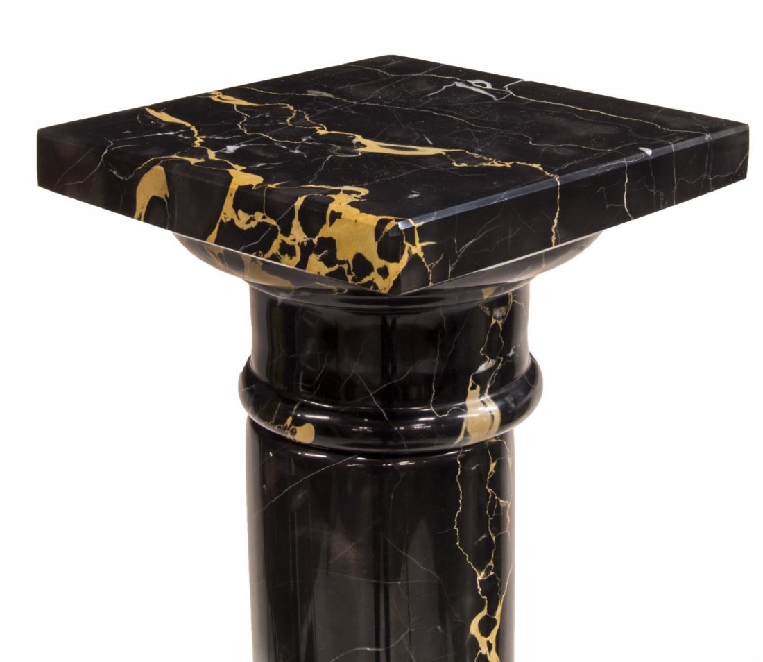 VARIEGATED NERO PORTORO MARBLE DISPLAY PEDESTAL (1 of 3)