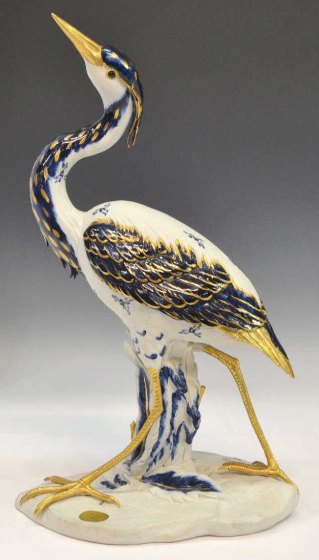 CAPODIMONTE PORCELAIN CRANE & LAMP, EDORADO TASCA (1 of 9)