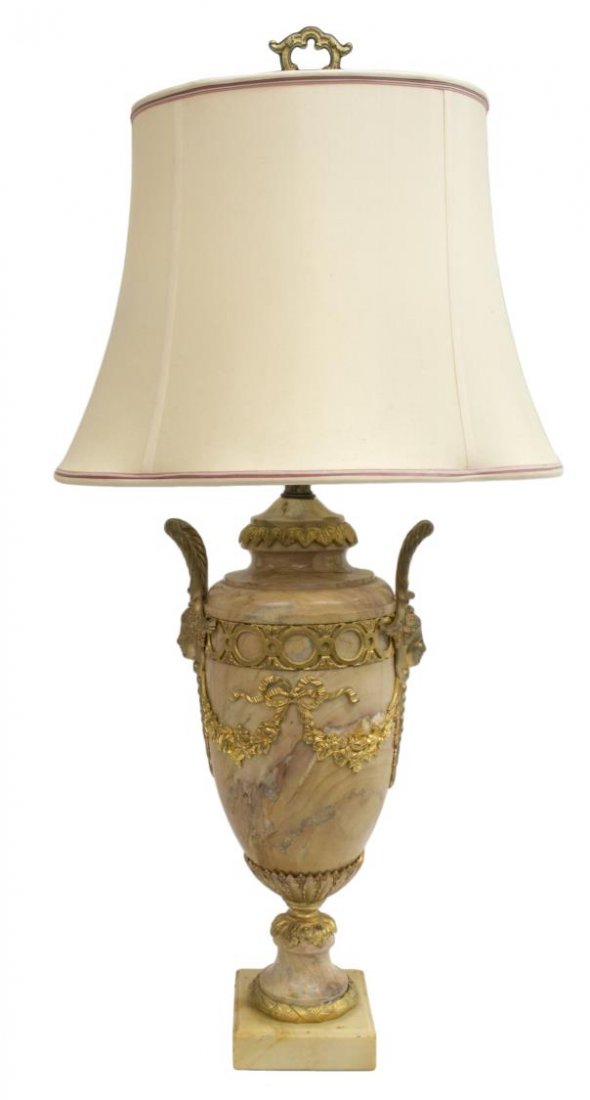 MONUMENTAL GILT METAL MOUNTED MARBLE URN LAMP (1 of 5)