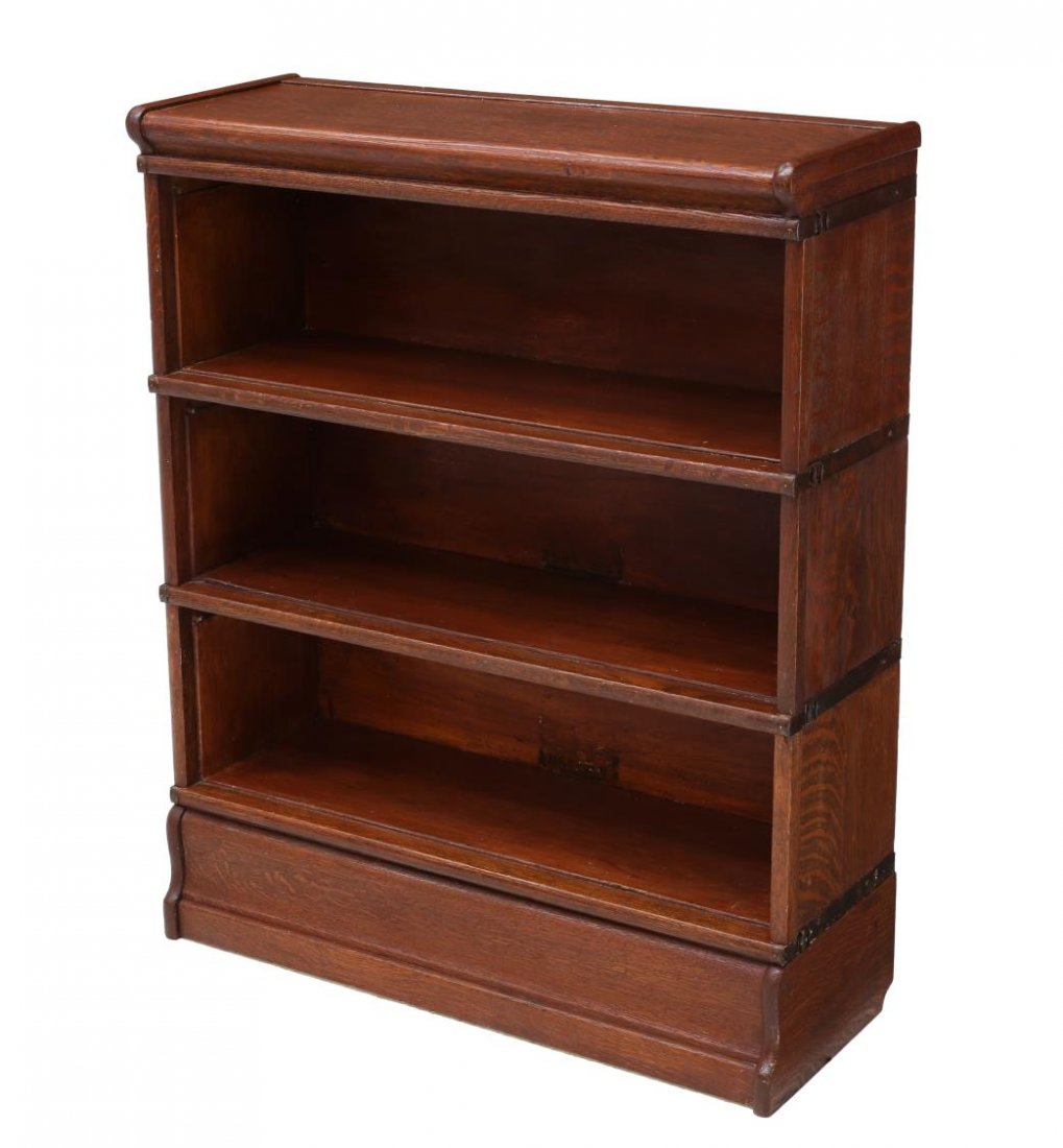 GLOBE WERNICKE OAK THREE STACK LAWYER'S BOOKCASE (1 of 3)
