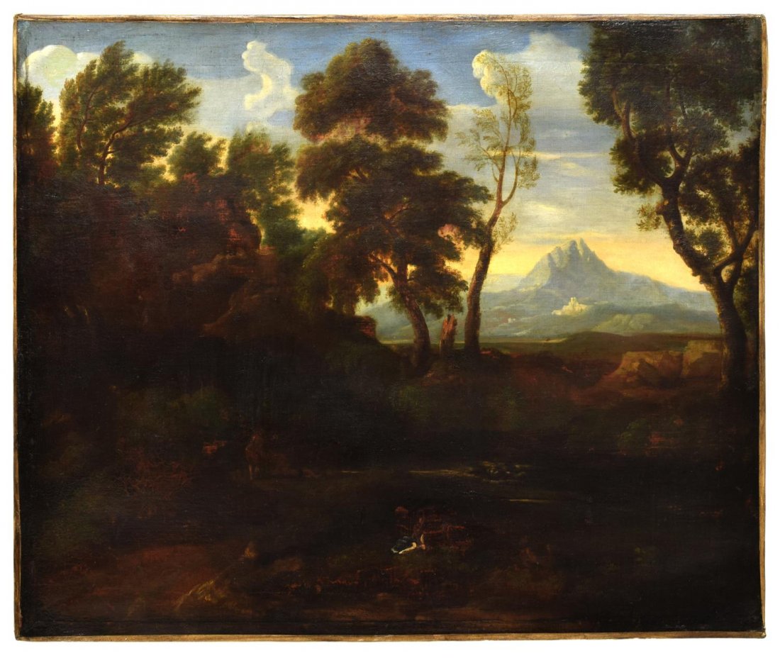 FRAMED OLD MASTER LANDSCAPE PAINTING, 17th/18th C. (1 of 10)