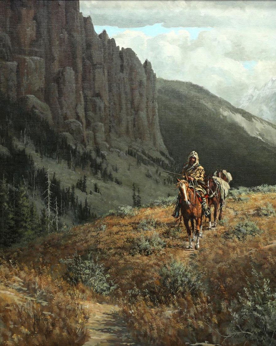 JIM REY (B. 1939), WESTERN "FREE TRADER" PAINTING (1 of 5)