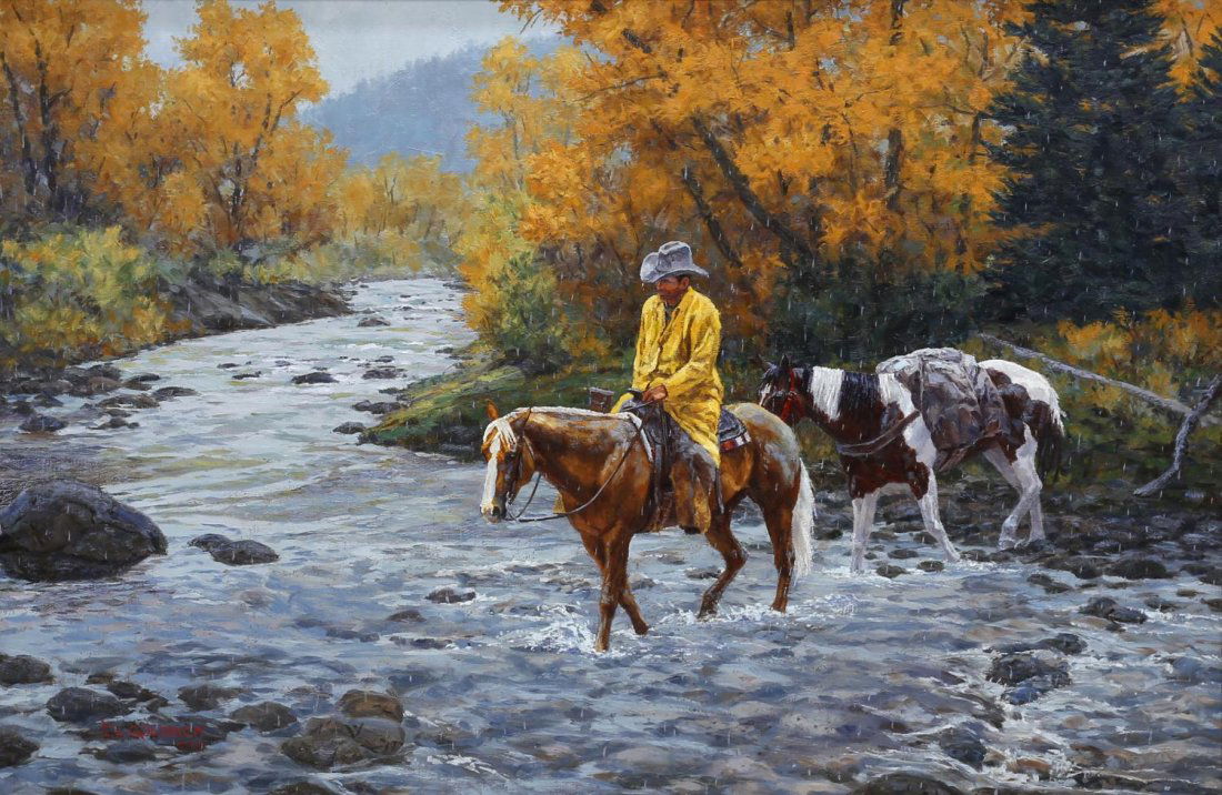 C.L. GOLDRICK (B. 1942) WESTERN OIL PAINTING (1 of 5)