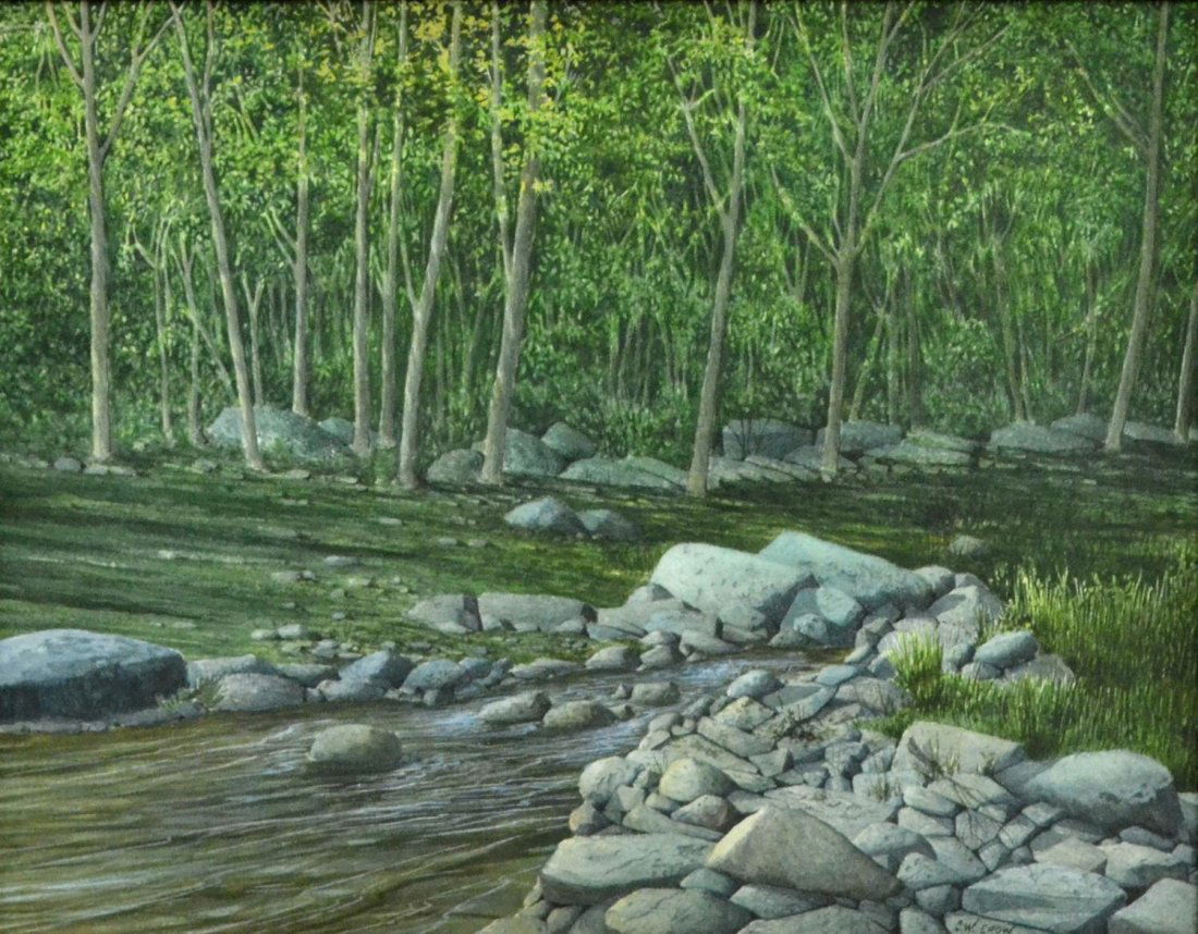 FRAMED C.W. CROW WATERCOLOR LANDSCAPE (1 of 3)