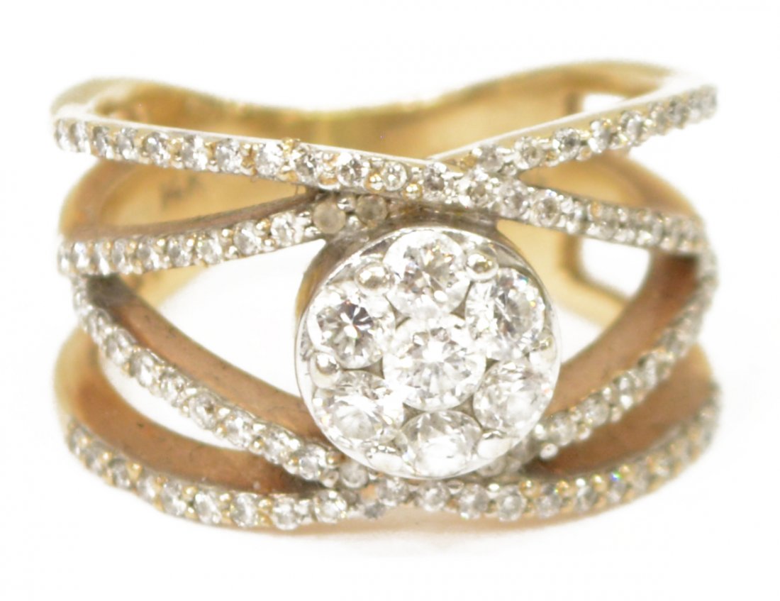 LADIES ESTATE 14K 2-TONE GOLD DIAMOND CLUSTER RING (1 of 3)