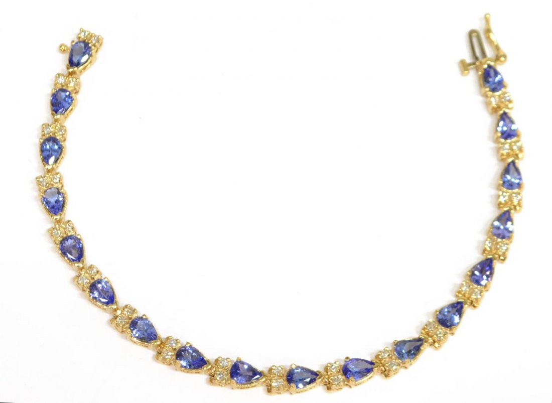LADIES 14KT GOLD, TANZANITE & DIAMOND BRACELET (1 of 3)