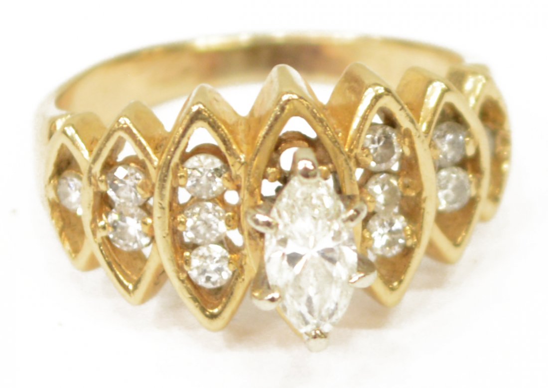 LADIES ESTATE 14KT GOLD MARQUIS DIAMOND RING (1 of 3)