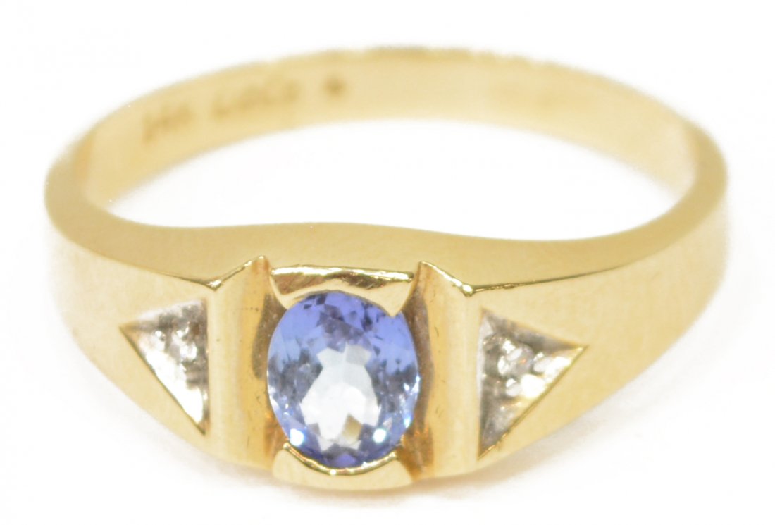 ESTATE 14KT YELLOW GOLD TANZANITE & DIAMOND RING (1 of 3)