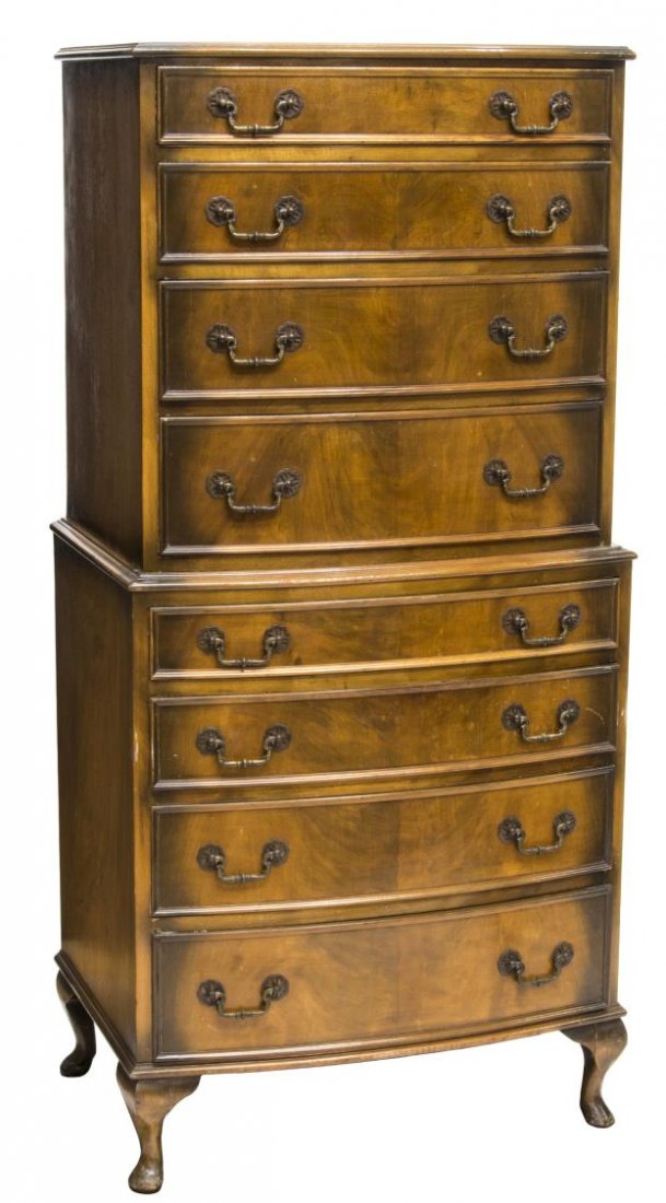 QUEEN ANNE WALNUT EIGHT DRAWER CHEST (1 of 2)