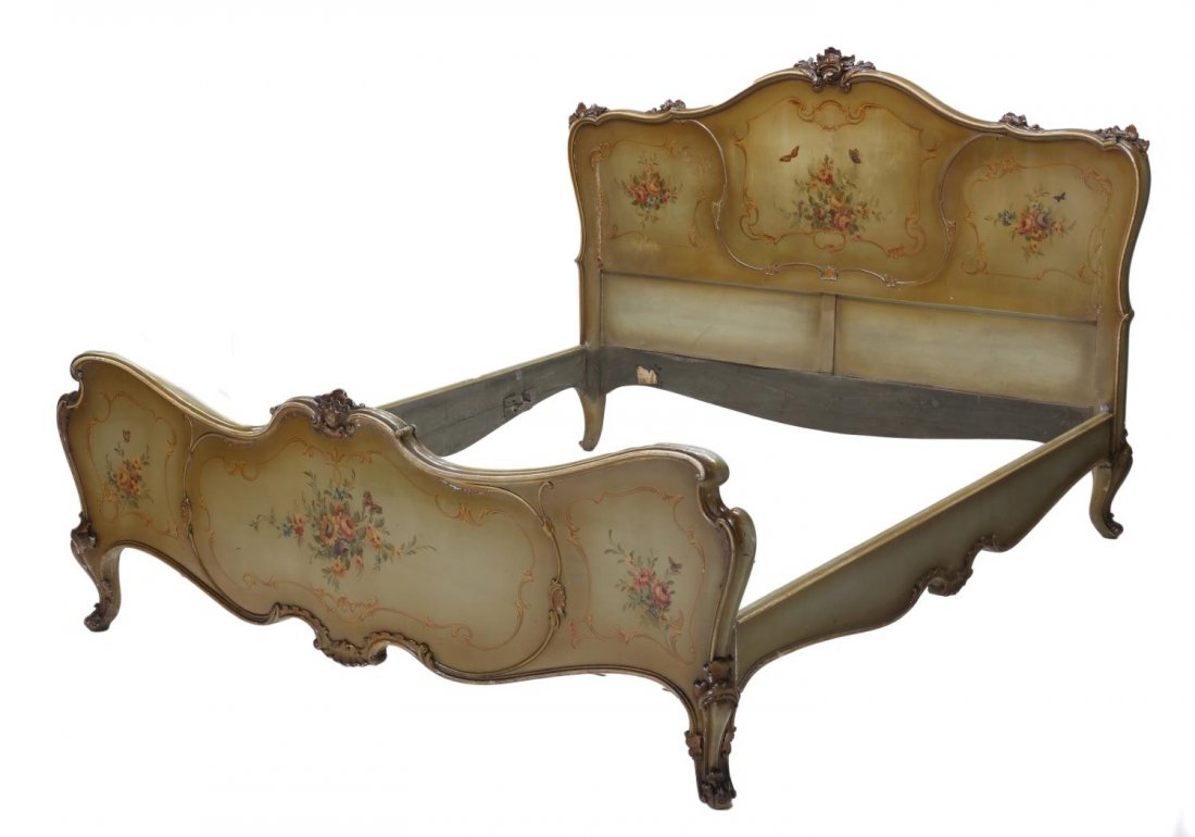 CONTINENTNAL LOUIS XV STYLE PAINTED BED (1 of 3)