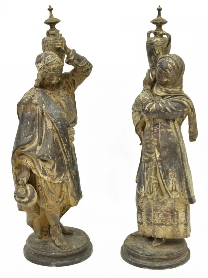 (2) VICTORIAN SPELTER NEWEL POST FIGURES (1 of 3)