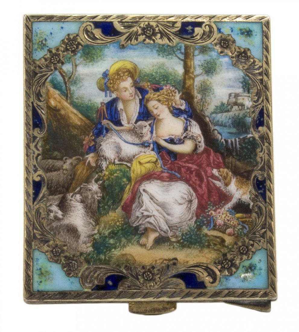 CONTINENTAL ENGRAVED & ENAMELED CIGARETTE CASE (1 of 4)