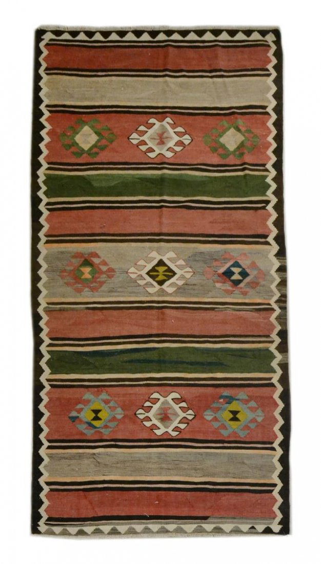 TURKISH KILIM HAND TIED WOOL RUNNER, 9'7, 4'9" (1 of 2)
