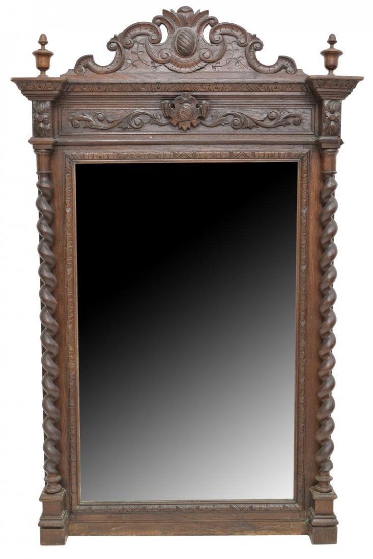 CARVED FRENCH HENRI II STYLE MIRROR (1 of 4)