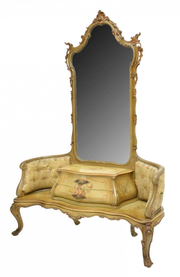 LOUIS XV STYLE PAINTED MIRRORED VANITY, 20TH C. (1 of 2)