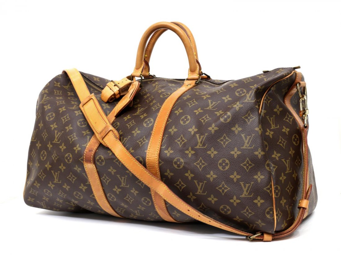 LOUIS VUITTON 'KEEPALL 55' MONOGRAM DUFFLE W/STRAP (1 of 3)