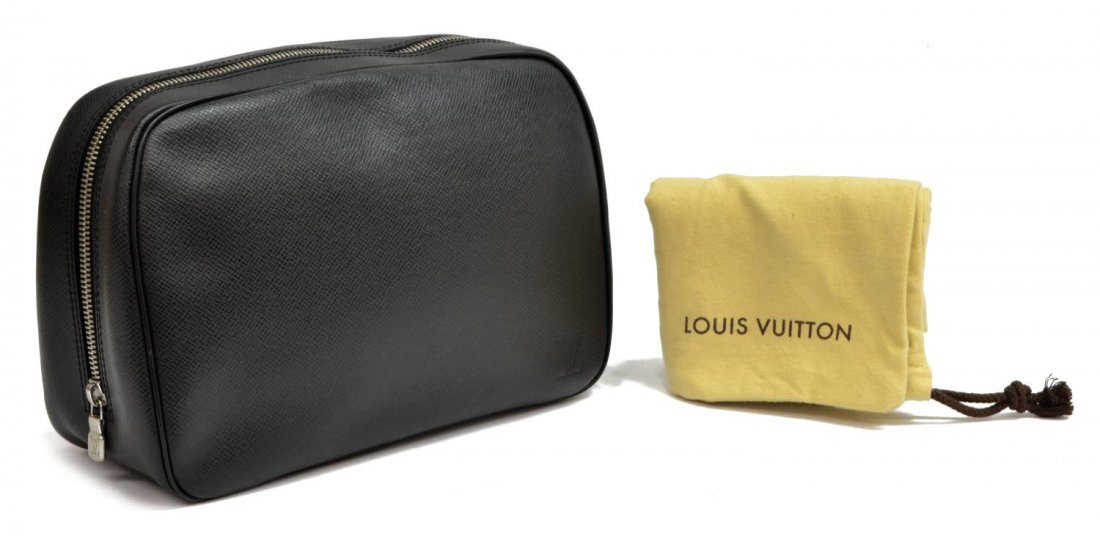 LOUIS VUITTON BLACK "TAGIA" LEATHER TRAVEL POUCH (1 of 5)