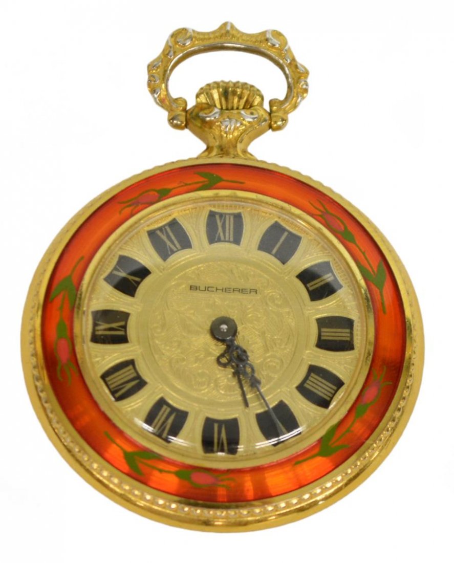 LADIES ENAMELED 17J BUCHERER POCKET WATCH (1 of 2)