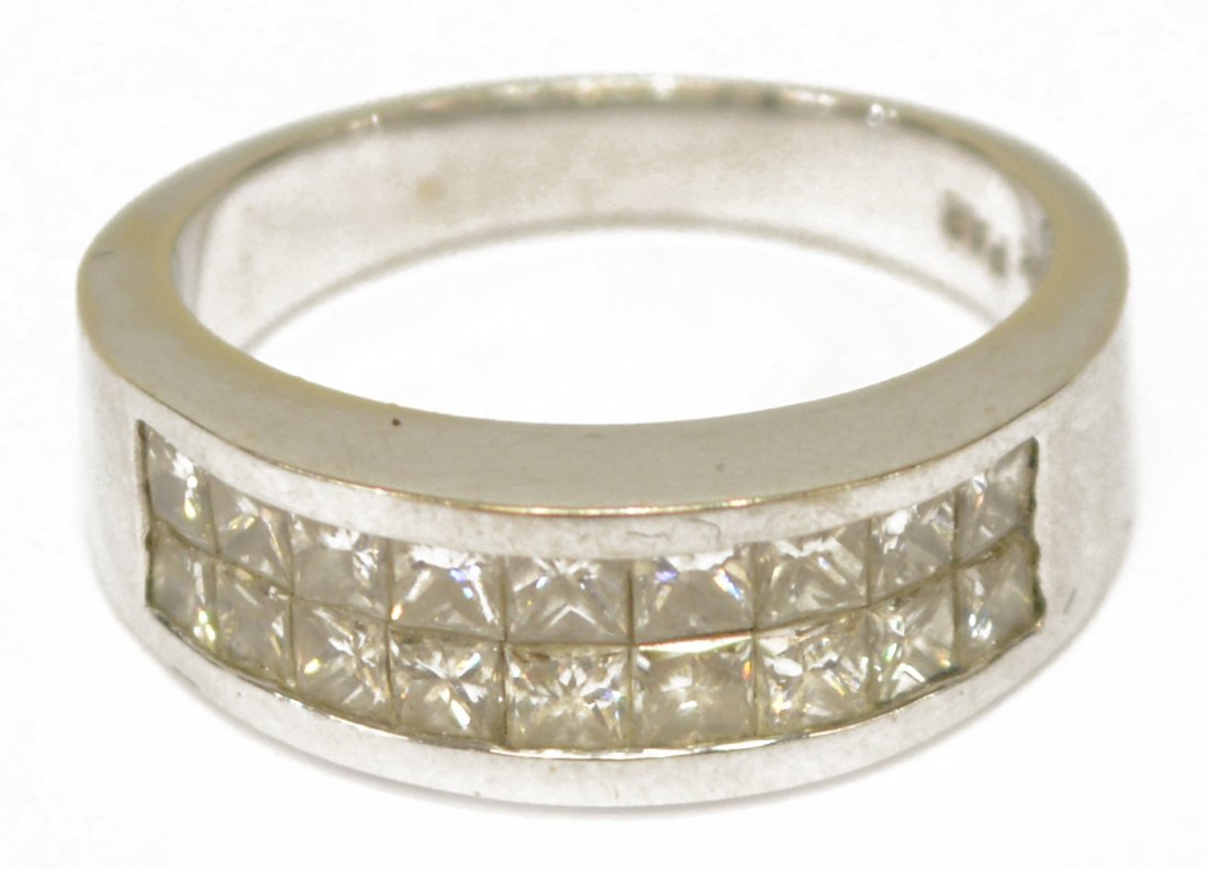 LADIES ESTATE 18K WHITE PRINCESS CUT DIAMOND BAND (1 of 3)