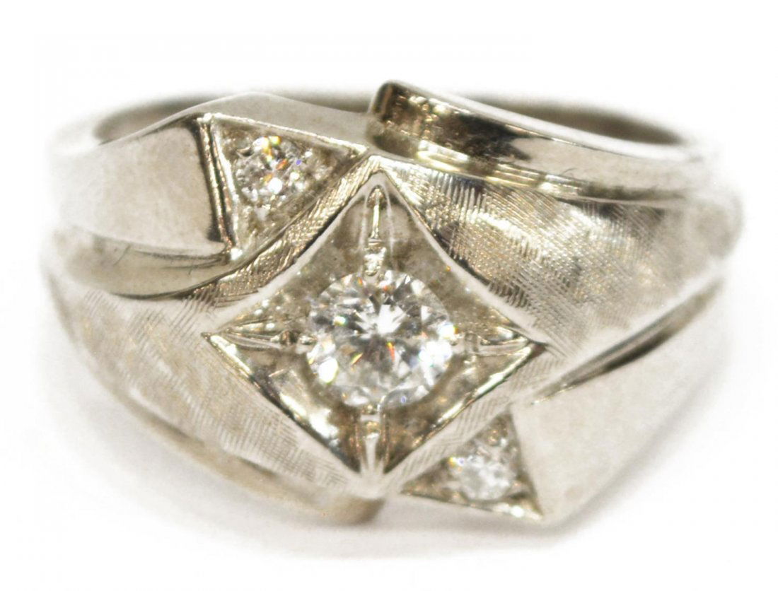 GENTS 14KT WHITE GOLD DIAMOND RING SIZE 10 (1 of 3)