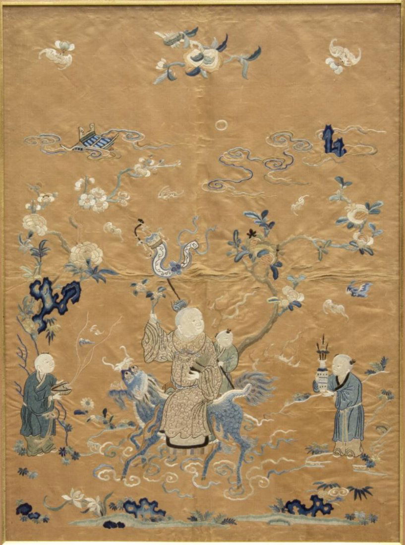 FRAMED CHINESE SILK EMBROIDERED PANEL (1 of 3)