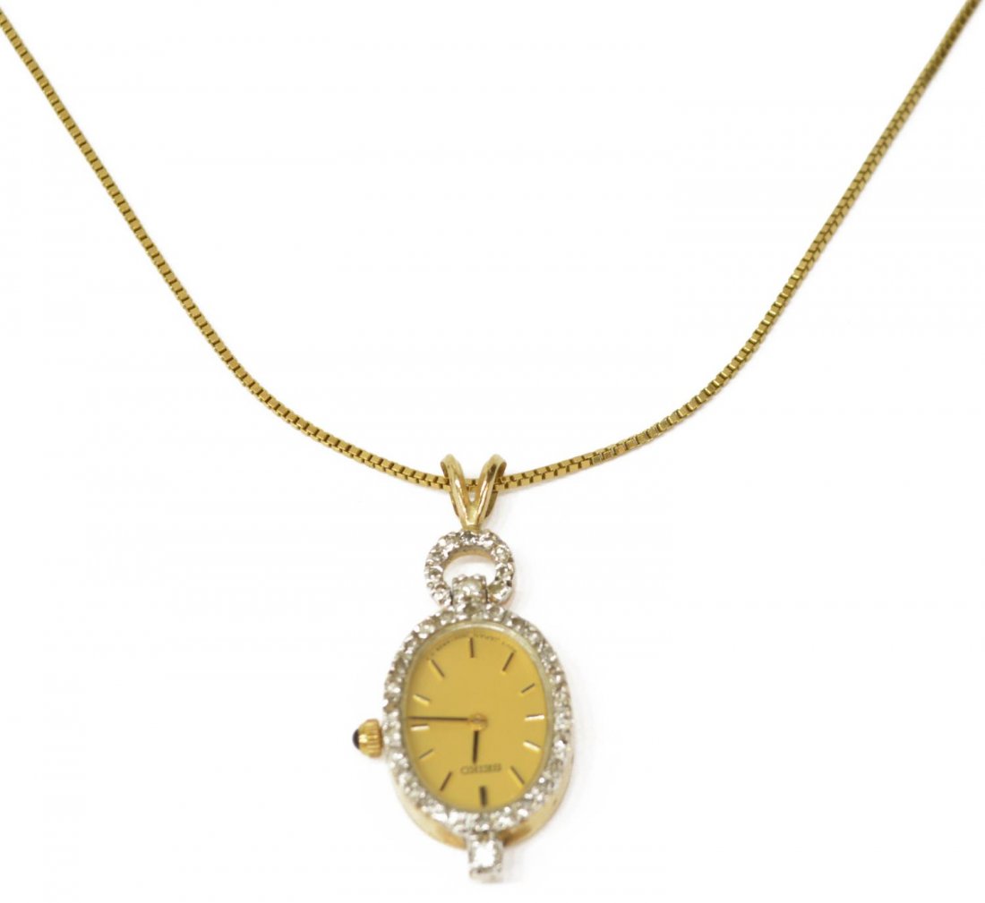 LADIES ESTATE SEIKO 14KT & DIAMOND WATCH NECKLACE (1 of 3)