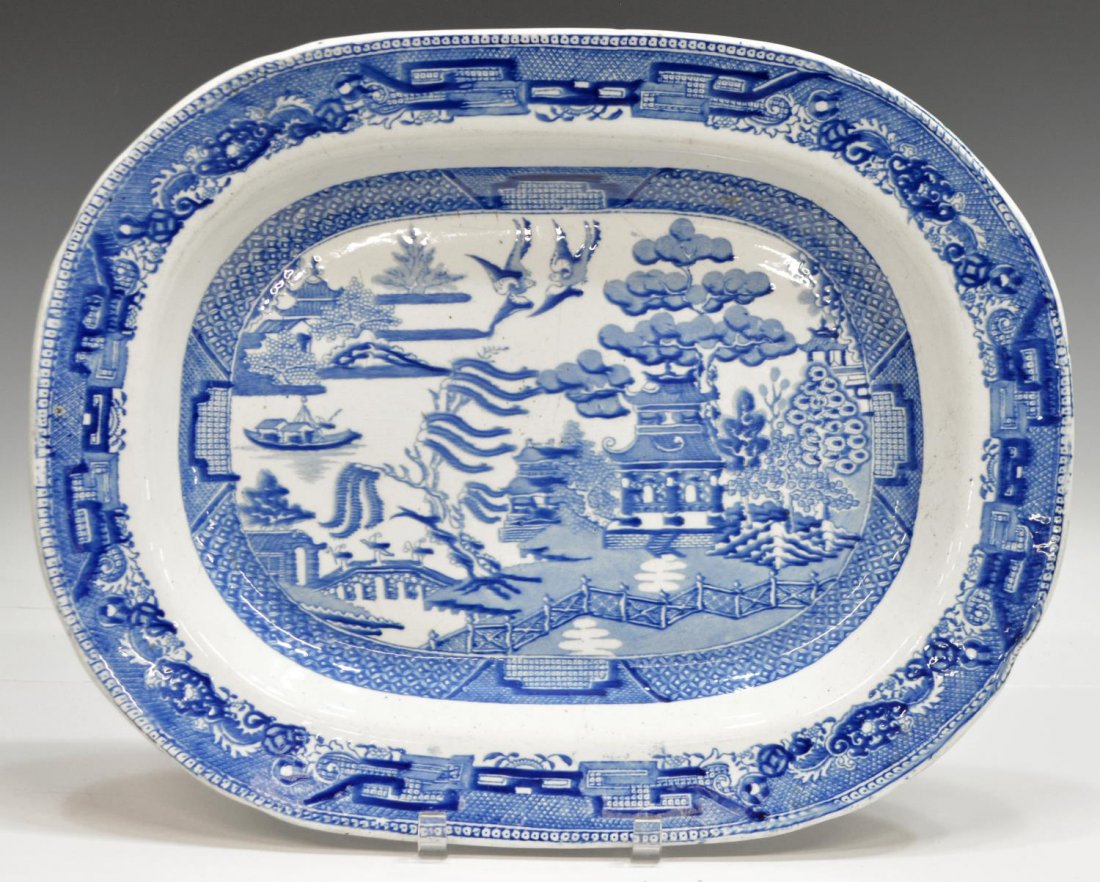 ENGLISH OPAQUE CHINE BLUE WILLOW SERVICE PLATTER (1 of 5)
