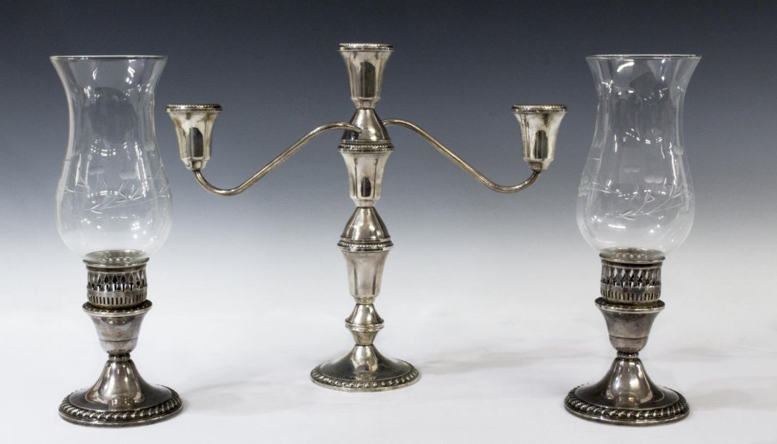 (3) STERLING SILVER HURRICANE & CANDELABRA GROUP (1 of 4)
