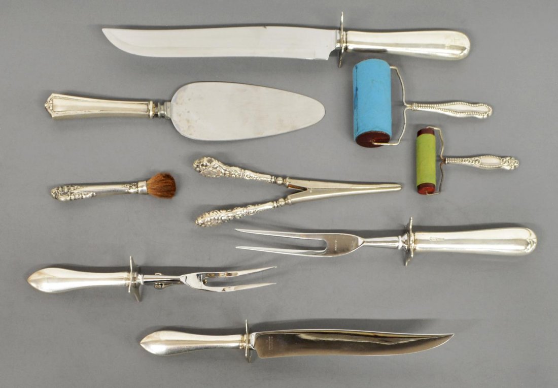 (9)STERLING HANDLED CARVING SETS, BLOTTERS, CURLER (1 of 5)