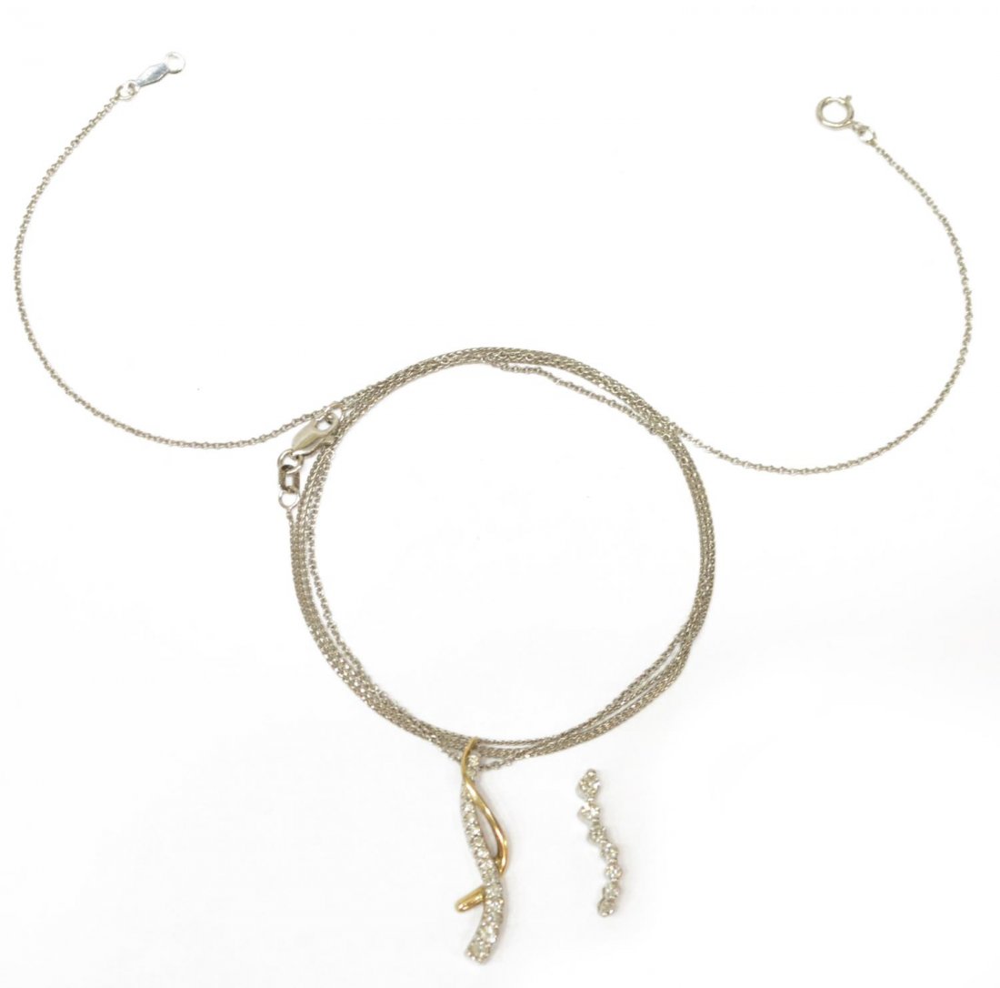 (3) LADIES ESTATE 14K WHITE GOLD DIAMOND NECKLACES (1 of 5)