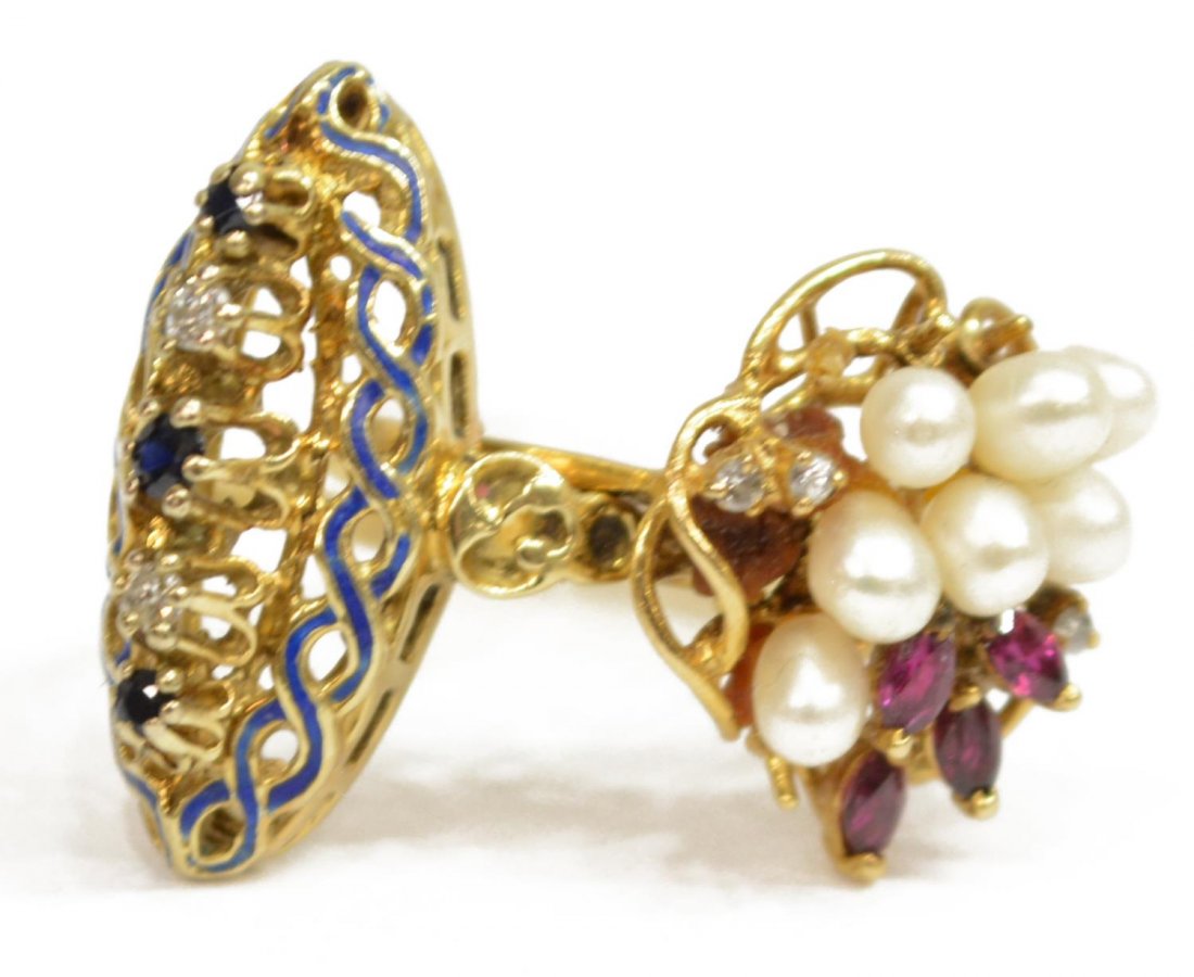 (2) LADIES ESTATE 14KT GEMSTONE COCKTAIL RINGS (1 of 7)