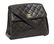 CHANEL QUILTED BLK LEATHER FLAP FRONT SHOULDER BAG