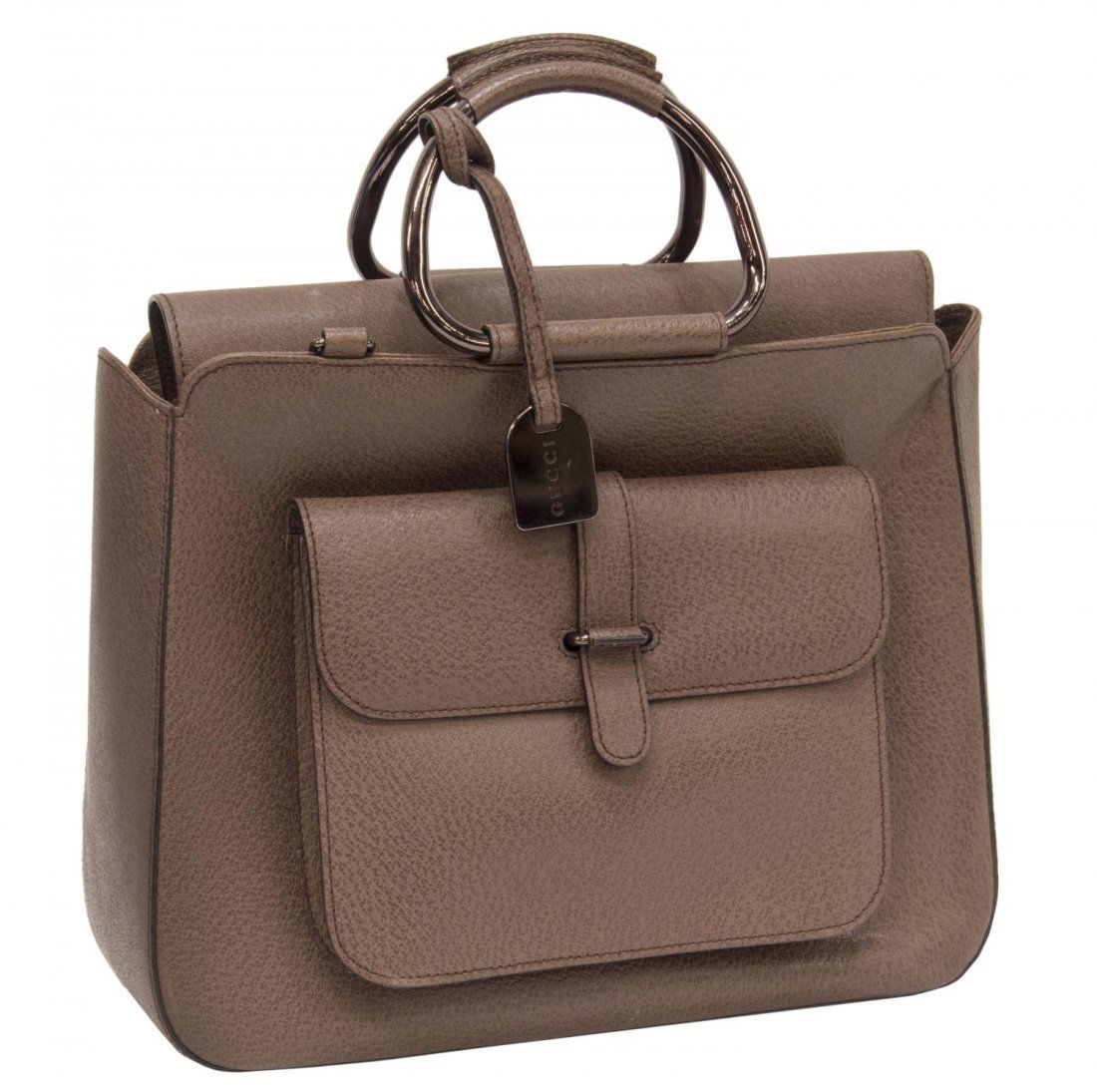 GUCCI BROWN SMALL GRAINED LEATHER HANDBAG (1 of 5)