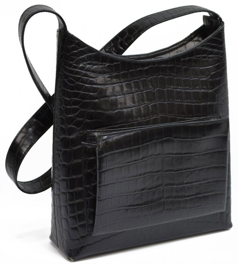 SALVATORE FERRAGAMO CROC LEATHER SHOULDER BAG (1 of 5)