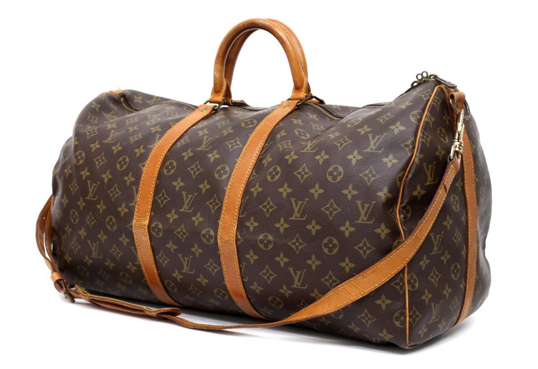 LOUIS VUITTON 'KEEPALL 55' MONOGRAM DUFFLE W/STRAP (1 of 5)