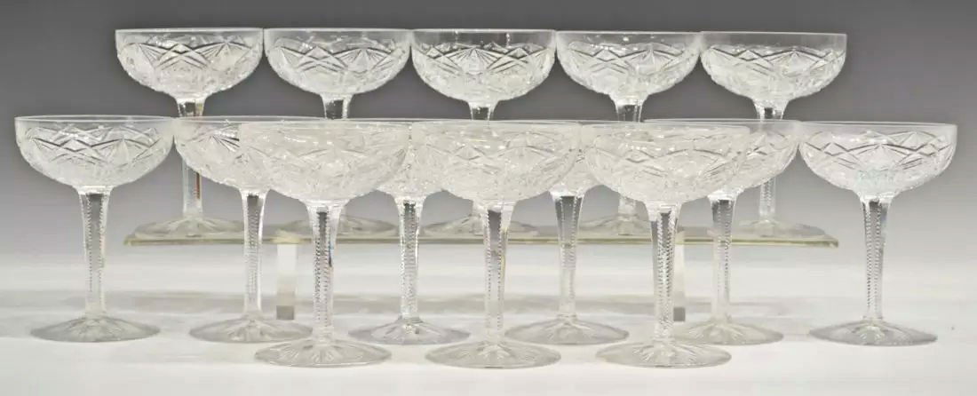 (14) BACCARAT CUT CRYSTAL 'LAGNEY' CHAMPAGNE STEMS (1 of 4)