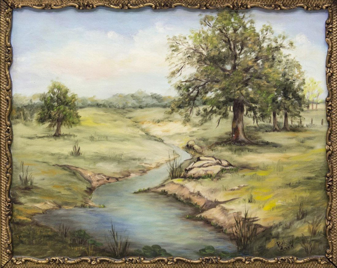 FRAMED OIL PAINTING TEXAS LANDSCAPE, RUTH SPAIN (1 of 4)