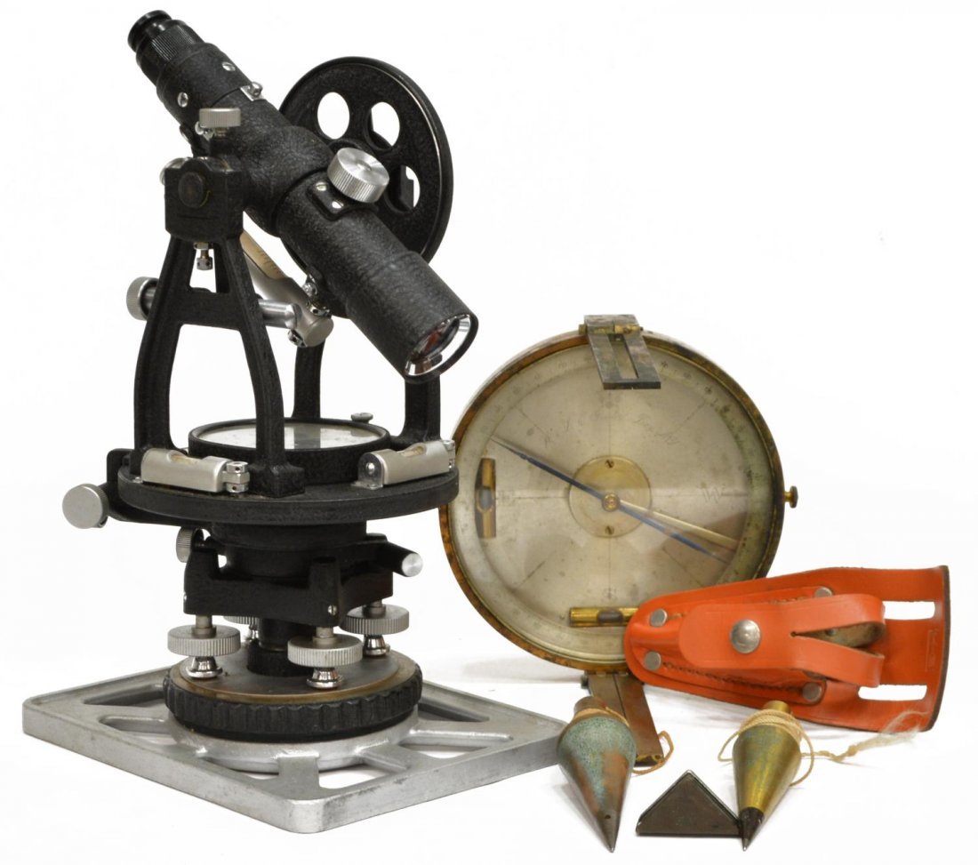 LIETZ MODEL 115 SURVEY TRANSIT & GURLEY COMPASS (1 of 9)