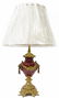 ITALIAN GILT BRASS & RED PORCELAIN TABLE LAMP