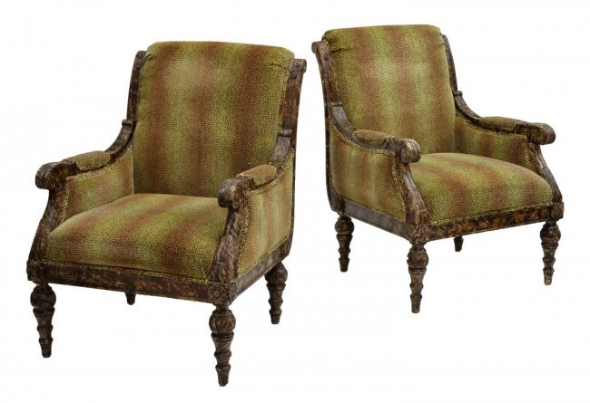 (2) LOUIS XVI STYLE CHAIRS, LEOPARD PATTERN FABRIC (1 of 3)