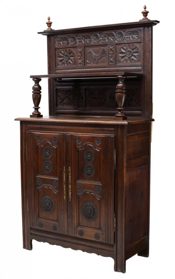 FRENCH BRETON CARVED WALNUT SERVER (1 of 6)