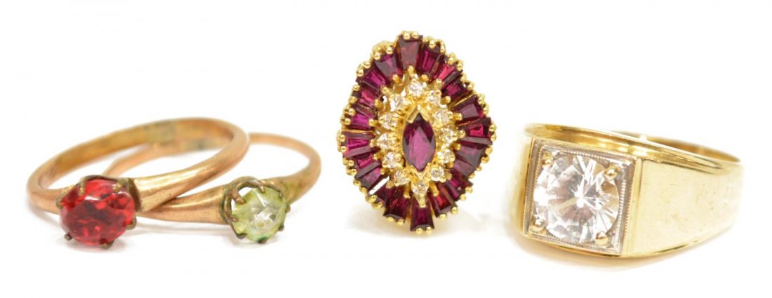 (4) ESTATE SCRAP 14KT GOLD GROUP, RINGS & EARRING (1 of 9)